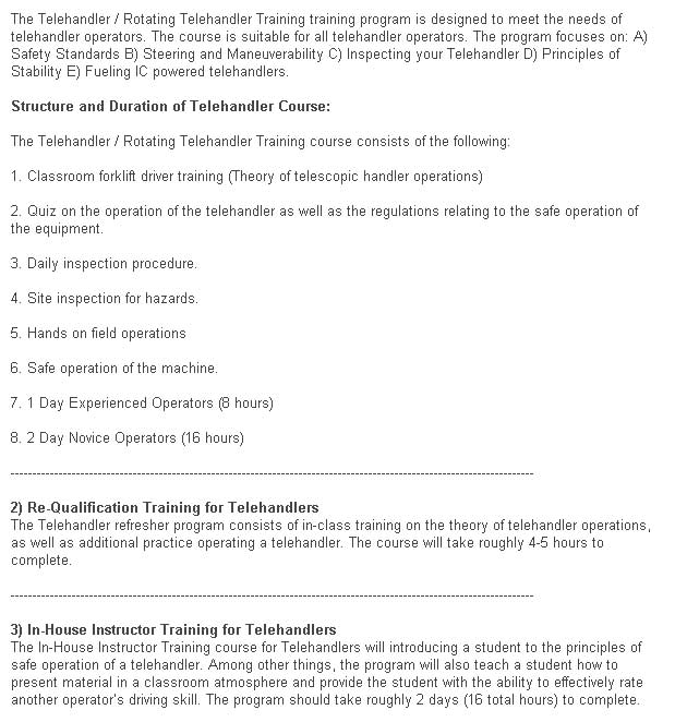 Telehandler Certification - Rotational Telehandler -  Zoom Boom Certification in Coquitlam